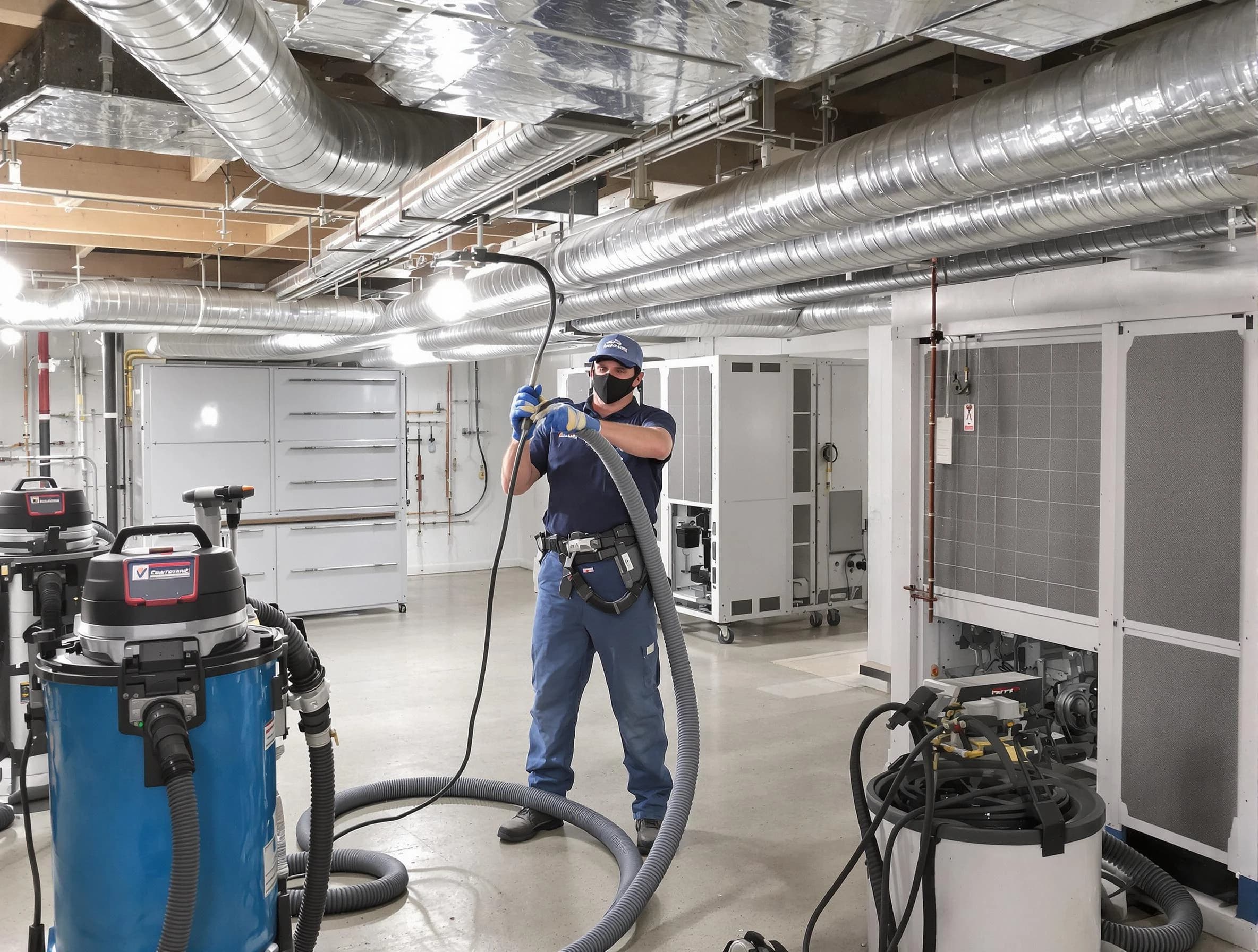 Moreno Valley Air Duct Cleaning specialist performing thorough central air duct cleaning for improved system efficiency in Moreno Valley