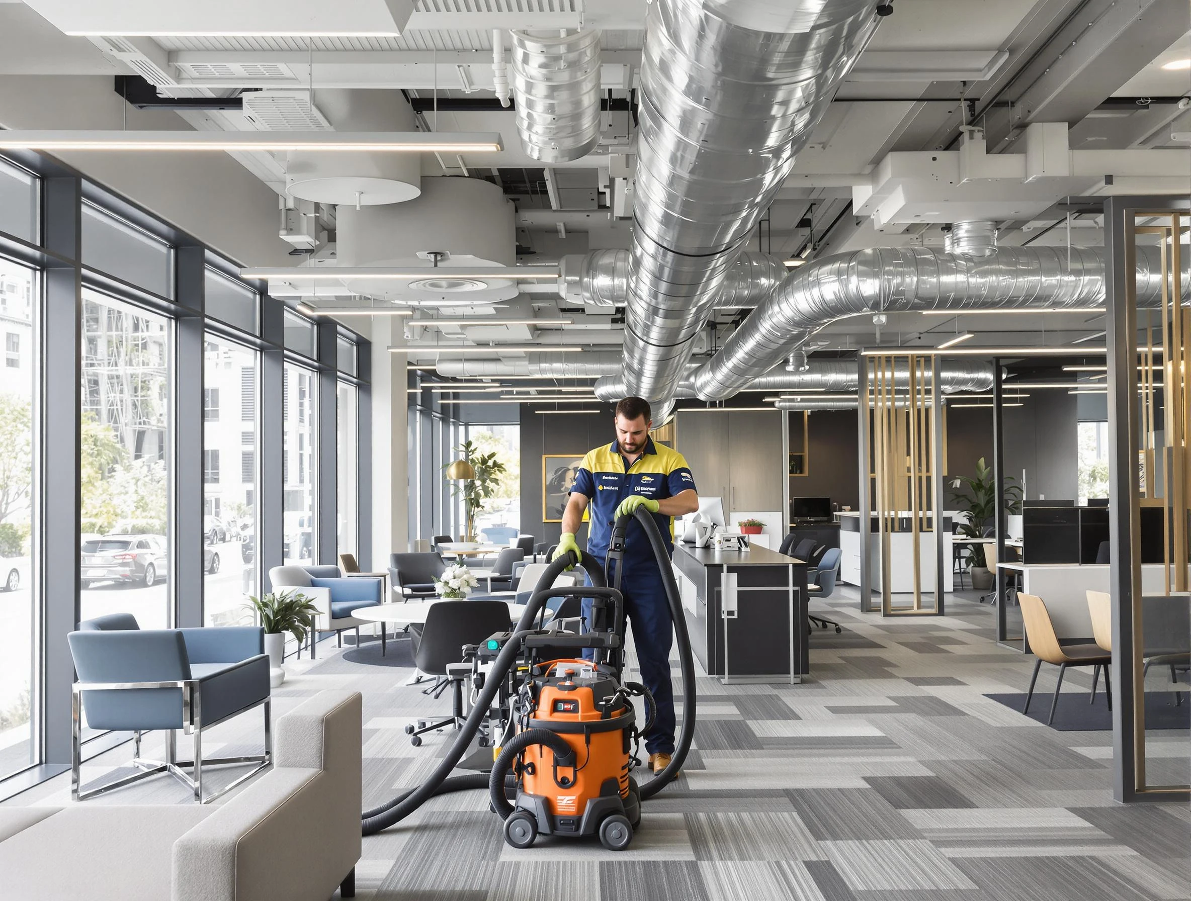 Moreno Valley Air Duct Cleaning team performing thorough commercial duct cleaning at a Moreno Valley business center