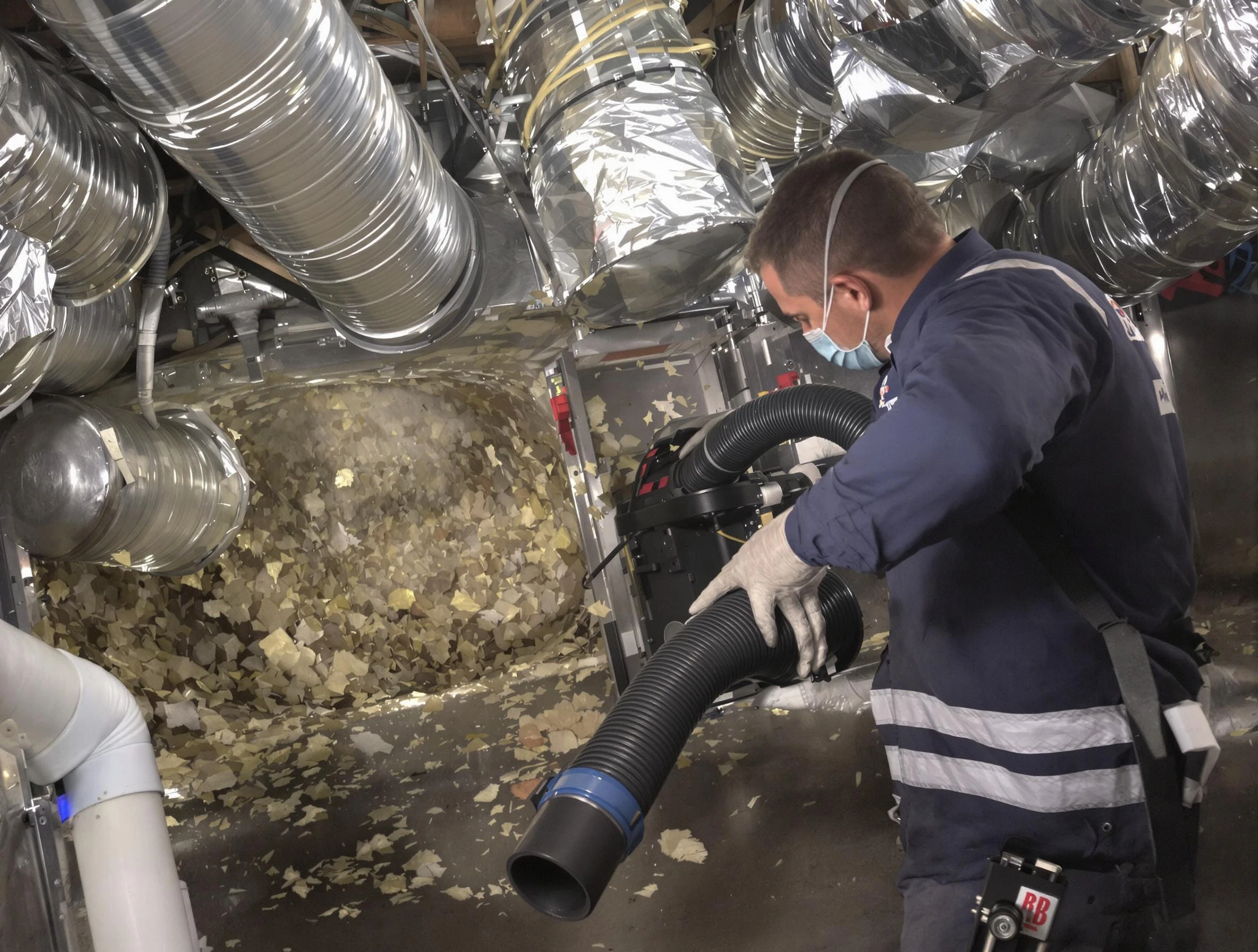 Moreno Valley Air Duct Cleaning specialist operating negative pressure cleaning equipment for thorough duct maintenance in Moreno Valley